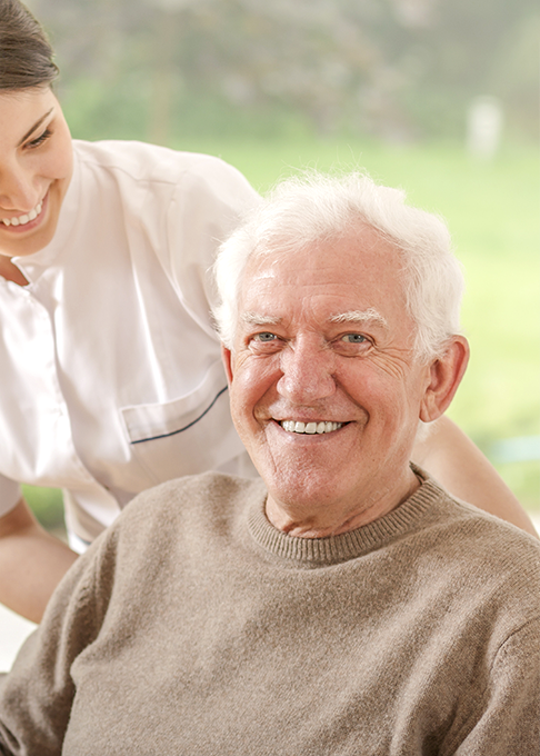 Elderly care support services smiling