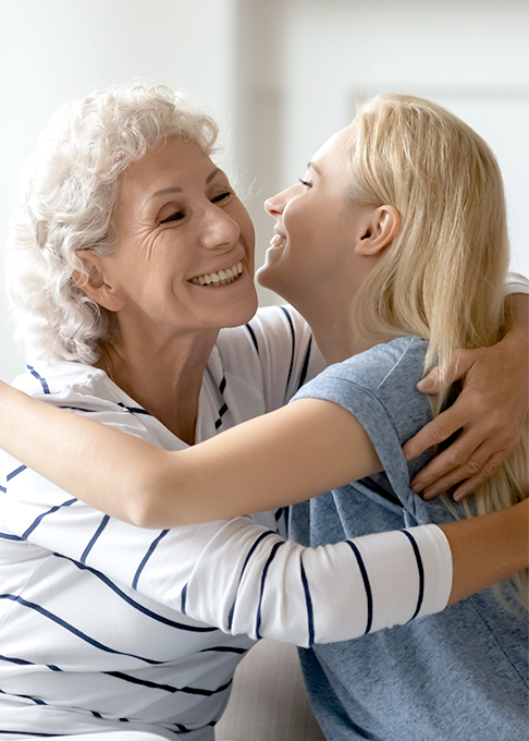 Happy women hugging family support